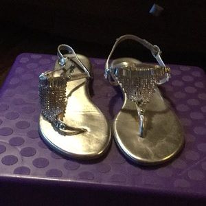 Gold thong jewel accented sandals